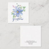 Personalisierte florale Monogramm blaue Wildblumen Quadratische Visitenkarte (Vorne/Hinten)