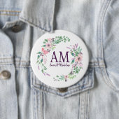 Personalisierte florale Monogramm Frische Frühling Button (Beispiel)