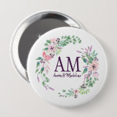 Personalisierte florale Monogramm Frische Frühling Button (Vorne & Hinten)