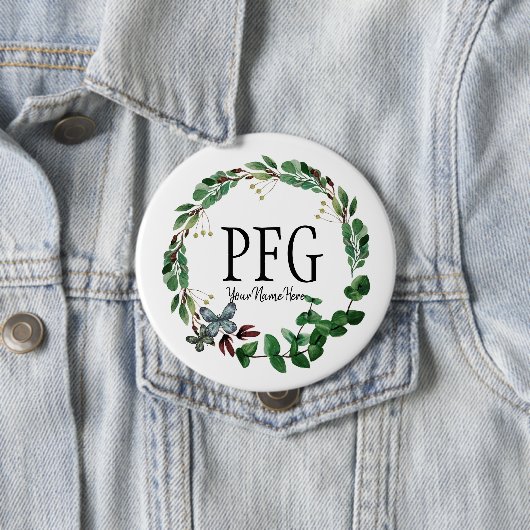 Personalisierte florale Monogramm-Frühlingsfolien Button (Beispiel)
