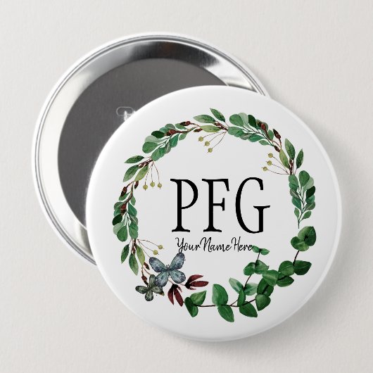 Personalisierte florale Monogramm-Frühlingsfolien Button (Vorne & Hinten)