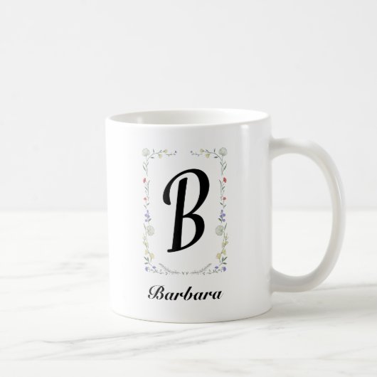 Personalisierte florale Monogramm für Mädchen Kaffeetasse (Rechts)