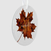 Personalisierte florale Monogramm Herbstblattleaf Ornament (Vorderseite)