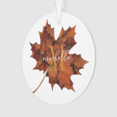Personalisierte florale Monogramm Herbstblattleaf Ornament (Vorderseite)
