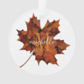 Personalisierte florale Monogramm Herbstblattleaf Ornament (Vorderseite)