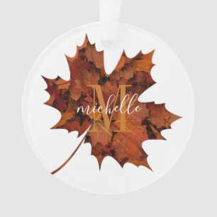 Personalisierte florale Monogramm Herbstblattleaf Ornament