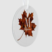 Personalisierte florale Monogramm Herbstblattleaf Ornament (Vorderseite)