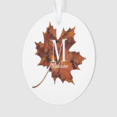 Personalisierte florale Monogramm Herbstblattleaf Ornament (Vorderseite)