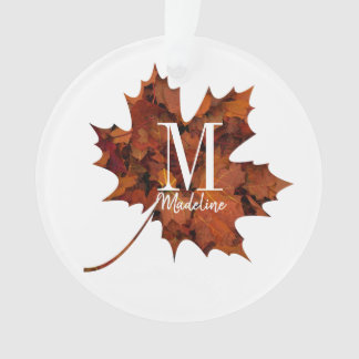 Personalisierte florale Monogramm Herbstblattleaf Ornament