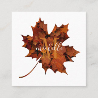 Personalisierte florale Monogramm Herbstblattleaf Quadratische Visitenkarte