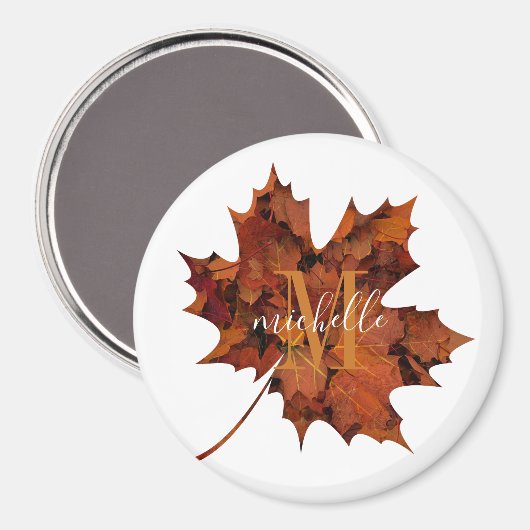 Personalisierte florale Monogramm Herbstleaf Magnet (Vorderseite/Rückseite)