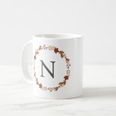 Personalisierte florale Monogramm-Kaffee-Tasse Kaffeetasse (Vorderseite Links)