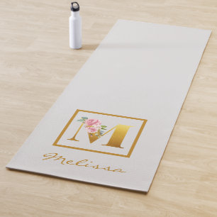 Personalisierte florale Monogramm Letter M Botanis Yogamatte