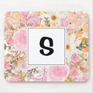 Personalisierte florale Monogramm mit anfänglicher Mousepad