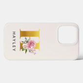 Personalisierte florale Monogramm Name Case-Mate iPhone Hülle (Rückseite (Horizontal))