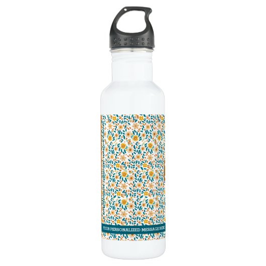 Personalisierte florale Monogramm/Name Edelstahlflasche (Vorderseite)