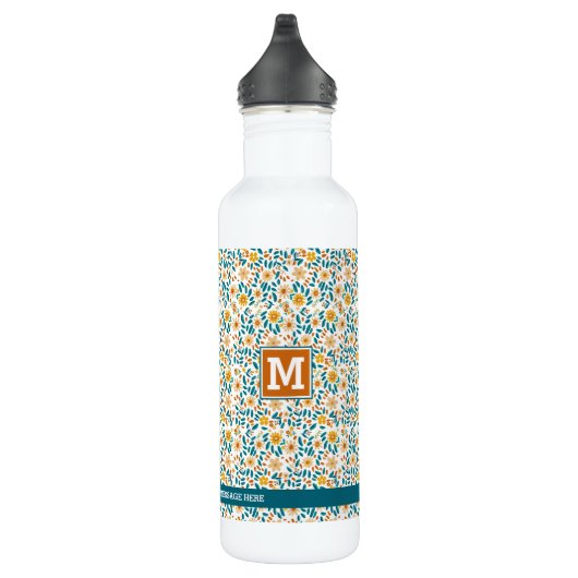 Personalisierte florale Monogramm/Name Edelstahlflasche (Rechts)