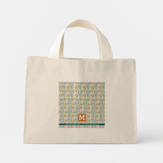 Personalisierte florale Monogramm/Name Mini Stoffbeutel (Rückseite)