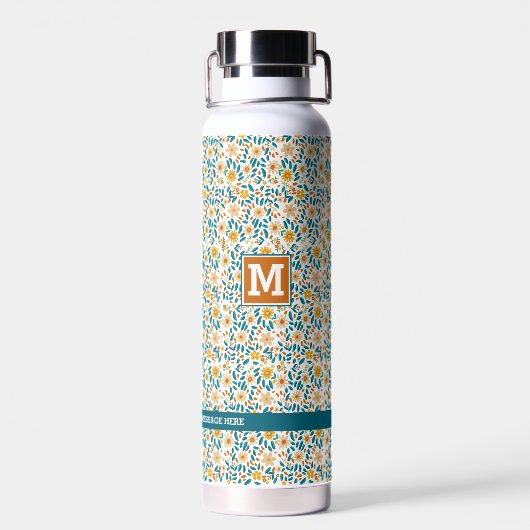 Personalisierte florale Monogramm/Name Trinkflasche (Rückseite)