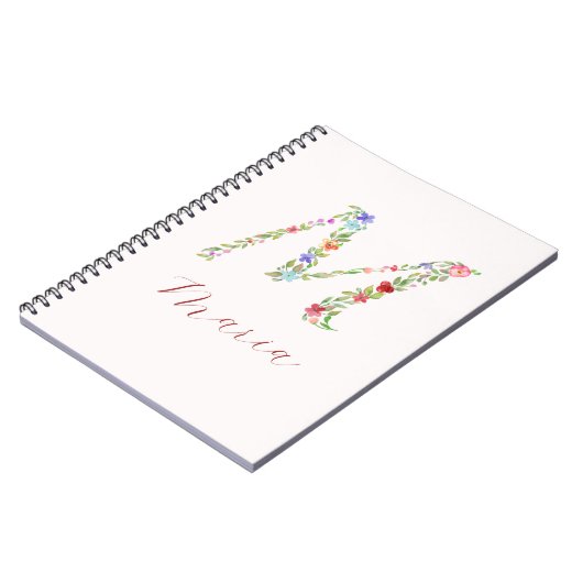 Personalisierte florale Monogramm Notizblock (Linke Seite)