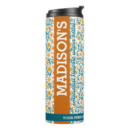 Personalisierte florale Monogramm und Name Wasser Thermosbecher