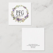 Personalisierte florale Monogramm-Violetten-Wildbl Quadratische Visitenkarte (Vorne/Hinten)