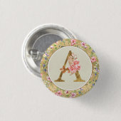 Personalisierte florale Monogramm von A bis Z Button (Vorne & Hinten)