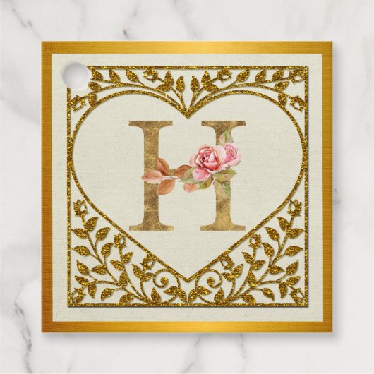 Personalisierte florale Monogramm von A bis Z Geschenkanhänger (Vorderseite)