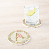 Personalisierte florale Monogramm von A bis Z Getränkeuntersetzer (Seite)