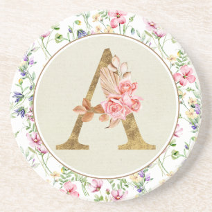 Personalisierte florale Monogramm von A bis Z Getränkeuntersetzer