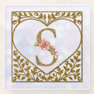 Personalisierte florale Monogramm von A bis Z Glasuntersetzer