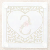 Personalisierte florale Monogramm von A bis Z Glasuntersetzer (Rückseite)
