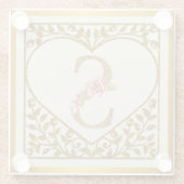 Personalisierte florale Monogramm von A bis Z Glasuntersetzer (Rückseite)