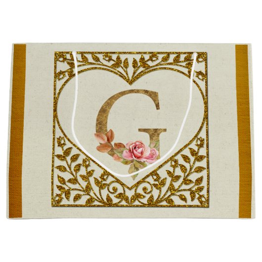 Personalisierte florale Monogramm von A bis Z Große Geschenktüte (Vorderseite)