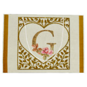 Personalisierte florale Monogramm von A bis Z Große Geschenktüte (Rückseite)