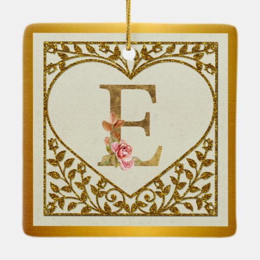 Personalisierte florale Monogramm von A bis Z Keramikornament (Rückseite)