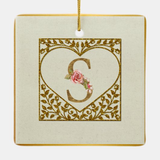 Personalisierte florale Monogramm von A bis Z Keramikornament (Rückseite)