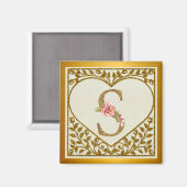 Personalisierte florale Monogramm von A bis Z Magnet (Vorderseite/Rückseite)