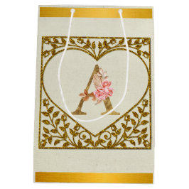 Personalisierte florale Monogramm von A bis Z Mittlere Geschenktüte