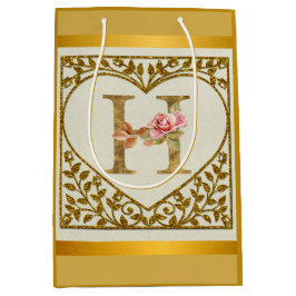 Personalisierte florale Monogramm von A bis Z Mittlere Geschenktüte