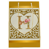 Personalisierte florale Monogramm von A bis Z Mittlere Geschenktüte (Rückseite)
