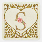 Personalisierte florale Monogramm von A bis Z Quadratischer Aufkleber (Vorderseite)