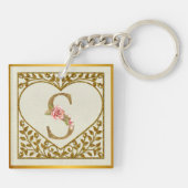 Personalisierte florale Monogramm von A bis Z Schlüsselanhänger (Rückseite)