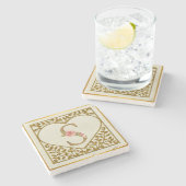 Personalisierte florale Monogramm von A bis Z Steinuntersetzer (Seitenansicht)