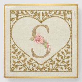 Personalisierte florale Monogramm von A bis Z Steinuntersetzer