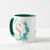 Personalisierte florale Monogramm von A bis Z Tass Tasse (Vorderseite Links)