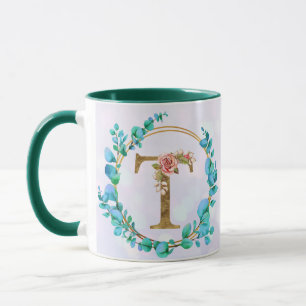 Personalisierte florale Monogramm von A bis Z Tass Tasse