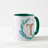 Personalisierte florale Monogramm von A bis Z Tass Tasse (VorderseiteRechts)