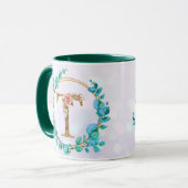 Personalisierte florale Monogramm von A bis Z Tass Tasse (Vorderseite Links)