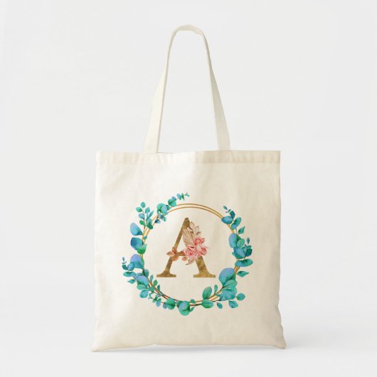 Personalisierte florale Monogramm von A bis Z Tragetasche (Vorne)